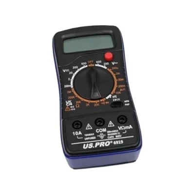Image of US PRO Tools LCD Digital Multimeter 6919 for AC &amp; DC 600V, 10A, and Resistance Testing