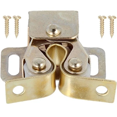 Image of 10x Double Roller Cabinet Catches Brass Cupboard/Door Latches