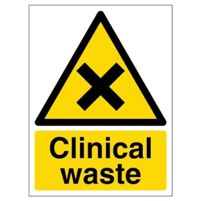 Image of V Safety Clinical Waste Warning Sign 150mm x 200mm 1mm Rigid Plastic