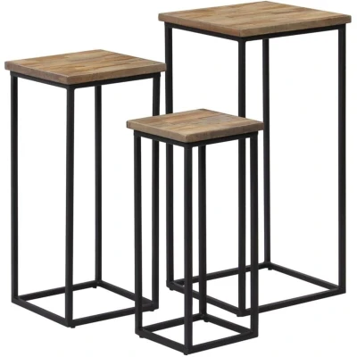 Image of vidaXL 3 Piece Plant Table Set Reclaimed Teak