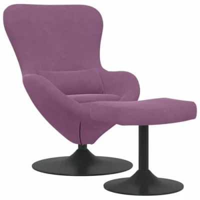 Image of vidaXL Egg Chair with Footstool Purple Velvet