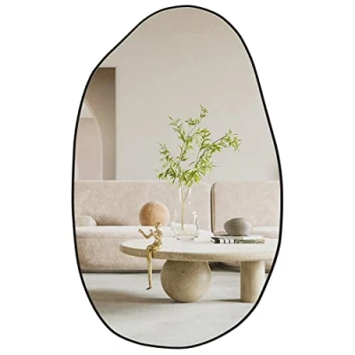 Image of CASSILANDO Irregular Wall Mirror, Asymmetrical Mirror Mounted, Unique Vanity Mirror,Shaped Dressing Decorative for Living Room, Bathroom, Bedroom, Entryway Decor, 85cmX52cm