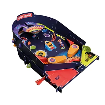 Image of Build Your Own Working Pinball Machine Arcade Classic Retro Toy Sustainable Cardboard Craft Kit Ages 8+