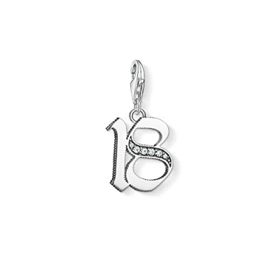 Image of Thomas Sabo Women Charm Pendant Lucky Number 18 Club 925 Sterling Silver 1508 643 21