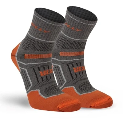 Image of Hilly, Twin Skin, Anti Blister Anklet Med Cushioning, Dark Grey/Orange, XL