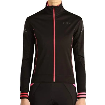 Image of FDX Ladies Cycling SoftShell Jacket Windstopper Thermal Women&#039;s Running (BLACK/PINK, Medium)