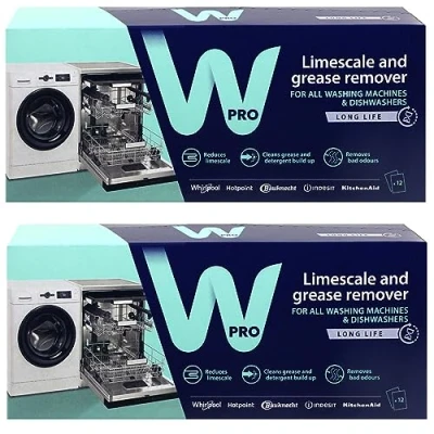 Image of Hotpoint Washing Machine 3in1 Limescale Descaler &amp; Detergent Remover 24 x 50g Sachets (2 Pack)