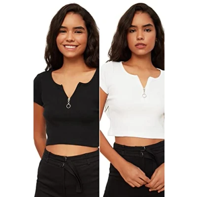 Image of Trendyol Women Fitted Basic Crew Neck Knit Blouse