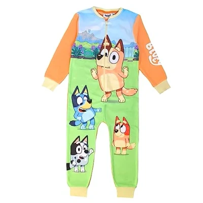 Image of Bluey Boys Girls Kids Onesie, Sleepsuit, All in One Pyjamas, Apricot, Age 3 4 Years