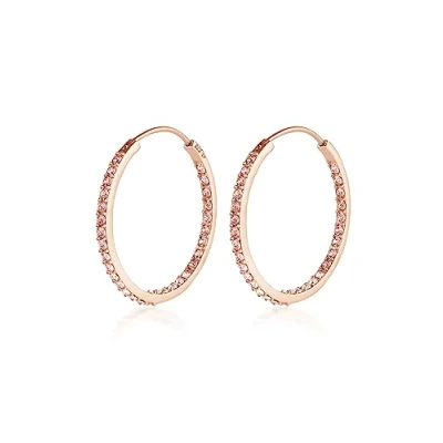 Image of Elli Earrings Creoles Basic Crystals 925 Sterling Silver Rose Gold Plated