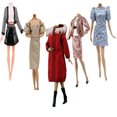 Image of Doll Clothes, Lance Home 5 Sets Fashion Outfits Autumn Dresses Spring clothes Sweater Pants Shoes Socks Bag For 29cm Dolls Accessories Baby Gifts (C)