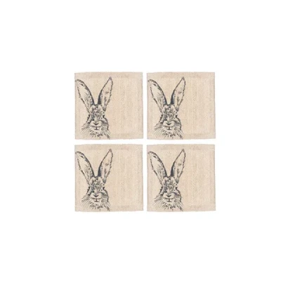 Image of The Just Slate Company Set of 4 Hare Linen Coasters