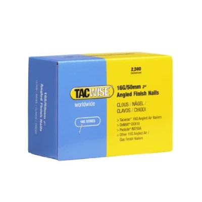 Image of Tacwise 0772 16G/50 mm Angled Finish Nails Box of 2,500, Silver