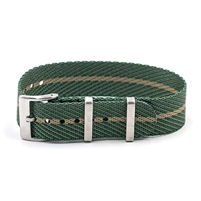 Image of Vario Twill Weaved Nylon Turquoise Green / Beige Divider Premium Replacement Watch Band (22mm)