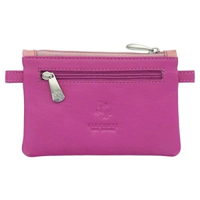 Image of VISCONTI Leather Zip Top Cora Coin Purse with Keyring CP2a Berry Multi