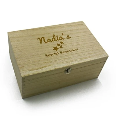 Image of Raised Words Personalised Baby Keepsake Box Large wooden Memories