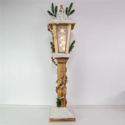 Image of Christmas Workshop 85cm Wooden Lamp Post With Rotating Star Light