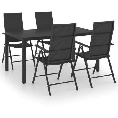 Image of vidaXL 5 Piece Garden Dining Set Black