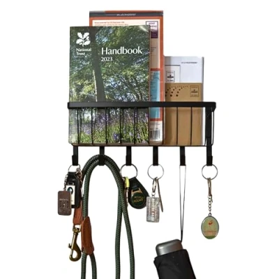 Image of simplywire Letter and Key Holder Wall Mounted 6 Hooks Matt Black