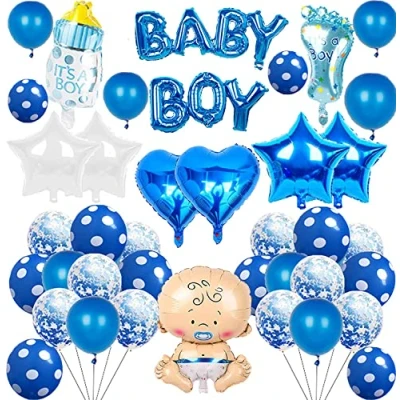 Image of Gender Reveal Party Decorations Balloons Baby Boy Banner Birthday Foil for Kids Shower Decoration