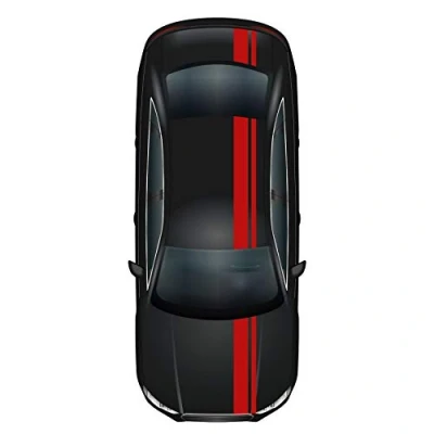 Image of Finest Folia Racing Stripes 5 m x 15 cm and 10 Rally Viper Strips for Vehicles Car Accessories Tuning Bonnet Roof Rear (Carmine Red)