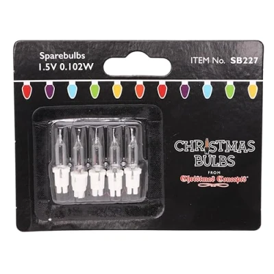 Image of Christmas Concepts 5 Clear Push in Spare Replacement Bulbs 1.5v 0.068a (SB227) (CC)