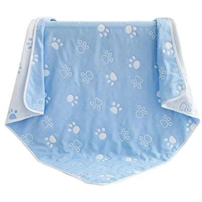 Image of Hayisugar Soft Baby Blankets 6 Layer Muslin Cloth 100% Cotton Kids Toddler Blanket Swaddle for Boys &amp; Girls, Blue Foot, 150 x 200 cm