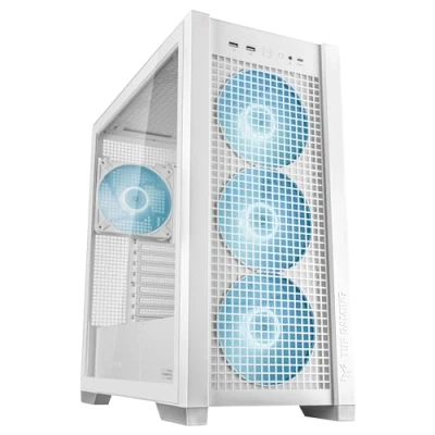 Image of ASUS TUF Gaming GT302 ARGB ATX Mid Tower PC Case Four 140 x 28 mm Fans for High Airflow, Interchangeable Tempered Glass or Mesh Side Panels, Supports BTF Hidden Connector Motherboards White