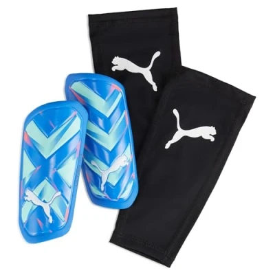 Image of Puma Ultra Twist Sleeve Unisex Shin pads, Size: Small, Bluemazing/electric peppermint