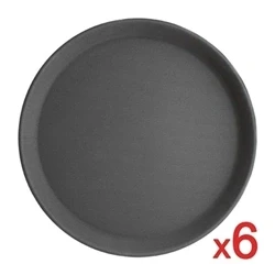 Image of Bulk Buy Pack 6 Olympia Kristallon Polypropylene Round Non Slip Trays