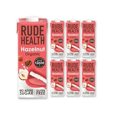 Image of Rude Health 6 x 1 Litre Organic Hazelnut Dairy Alt Milk, 100% Natural Drink, Lactose Free, Free &amp; Gluten Unsweetened, Award Winning, Healthy Vegan, Recyclable Pack