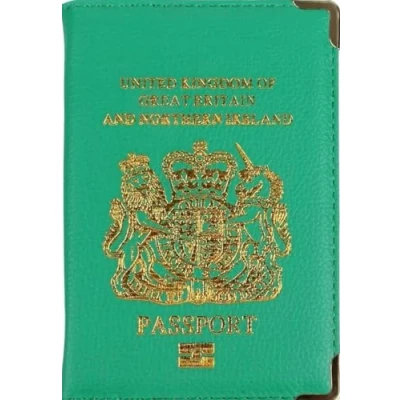 Image of AlezyB British Passport Holder, Portable Wallet Case Organiser for Men, Women, PU Leather Cover Travel, Business Cards, Credit Cards and Boarding Passes (Green)