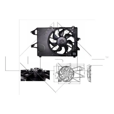 Image of 1312596, 1317304, 3S718C607BC, 3S718C607BD Cooling fan NRF 47005 390mm 12V 240W with radiator shroud, load resistor FORD: MONDEO 3 Kombi