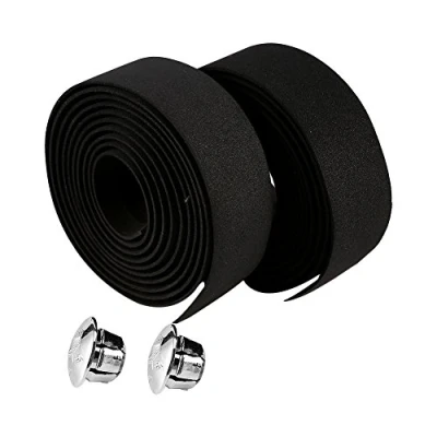 Image of Alomejor 2PCS Road Bike HandleBar Tapes Cycling Handle Wraps Bicycle Tape Bar with Plugs (Black)