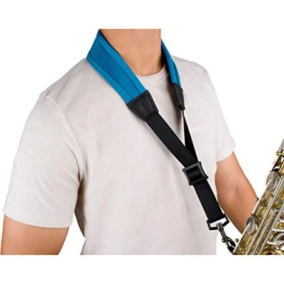 Image of Pro Tec NLS310MTB 22&quot; &quot;Less Stress Ballistic Neoprene Sax Neck Strap with Coated Metal Snap, Teal Blue