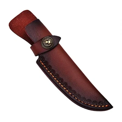 Image of Leather Knife Sheath, Straight Holster Vertical Horizontal Sheaths Belt Loop Case Holder Bag for 5&quot; Blade (No Blades）