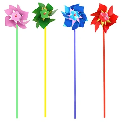 Image of Foil Windmills Pack of 12 Assorted 9cm with 31cm Sticks Perfect for Summer Garden Activities