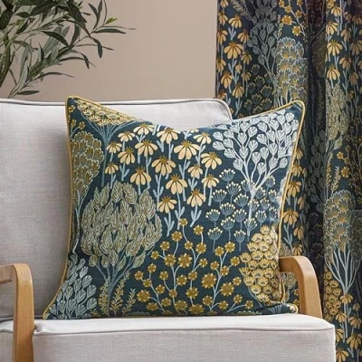 Image of Wylder Nature Ophelia Floral Jacquard Polyester Filled Cushion, 50 x 50cm