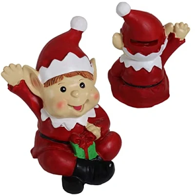 Image of PMS 5.5&quot; POLYSTONE NAUGHTY ELF DES HAND PAINTED MONEY BOX. P
