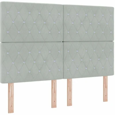 Image of vidaXL Headboard Crystal Button Tufted Light Grey 160 cm Velvet