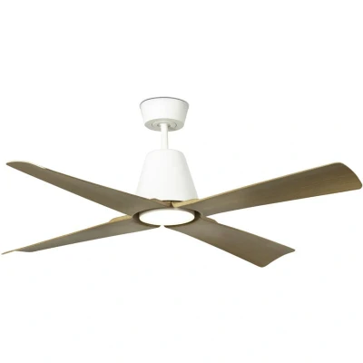 Image of Typhoon Medium 3000K Led White, Wood IP44 DC Ceiling Fan 6 Speed