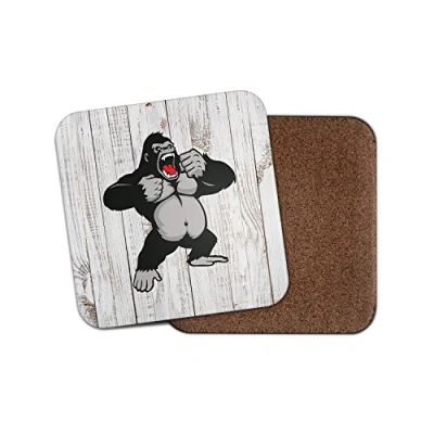 Image of 1 x Angry Gorilla Cork Backed Drinks Coaster for Tea &amp; Coffee #4136 (1 Coaster)