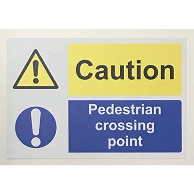 Image of Caution pedestrian crossing point Safety sign 1.2mm Rigid plastic 600mm x 400mm