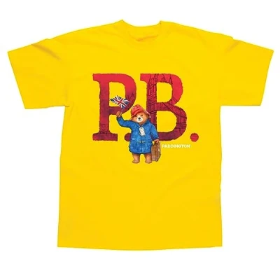 Image of Paddington Bear Kids T Shirt (Original PB Design), Yellow Tshirt. Machine Washable Gifts for Kids. Girls/Boys&#039; Shirts Genuine Merchandise