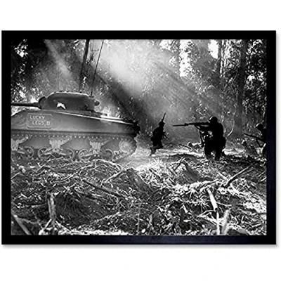 Image of War WWII USA Battle M4 Sherman Panzer 1944 Foto ungerahmt Wand Kunst Poster Home Decor Premium