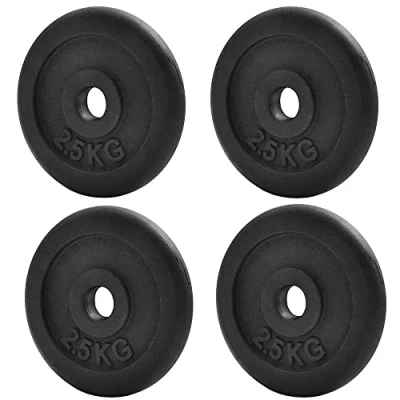 Image of KK Cast iron Weight Plate Set. 1 Inch Disc Pair. 2 X 2.5kg, 5kg or 10kg Barbell Plates. Dumbbell Plates for Home Gym Training Weightlifting. (4 2.5KG)