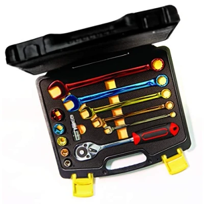 Image of C.K coloured 3/8&quot; sure drive socket &amp; spanner set