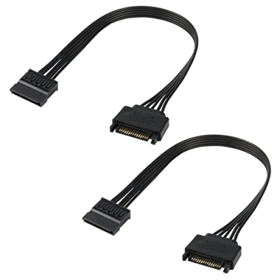 Image of MEIRIYFA SATA 15 Pin Power Extension Cable Male to Female Extender Connector Adapter, 18AWG, for Hard Drive Disks, SATA, HDD, SSD 30CM, 2 Pack