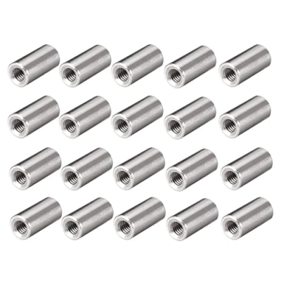 Image of TERF® M6 (6mm) X 20mm Long Round Coupling Nut Female Threaded Bar Rod Studding Connector Deep For Home Office Workshop Industrial Constructor and Multi Purpose Use Pack of 20
