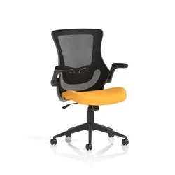 Image of Orbit Black Mesh Back Chair Bespoke Colour Seat Senna Yellow